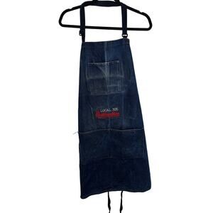 Vintage Denim Work Apron LOCAL 305 Mailhandlers Union Embroidered Utility